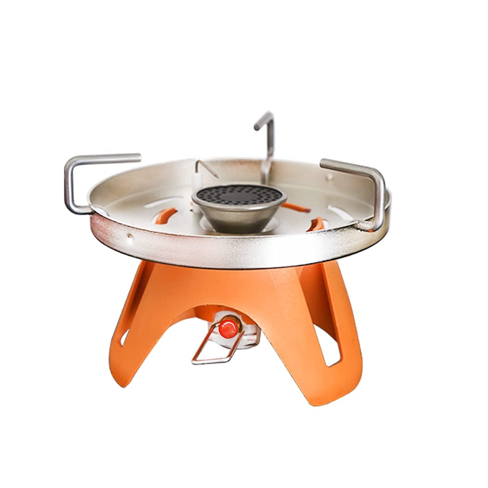 Backpacking Stove Lightweight Camping Hiking Trekking Travel Canister Stoves, Mini On Canister Burner, Flame Control,Orange