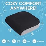 Large Seat Cushion (19” x 17” x 3”) Memory Foam for Office Chair, Wheelchair Cushions, Floor Pillow | Cushion Back Pain Coccyx Pain Relief | Plush Velvet Cover with Carry Handle - Image 2