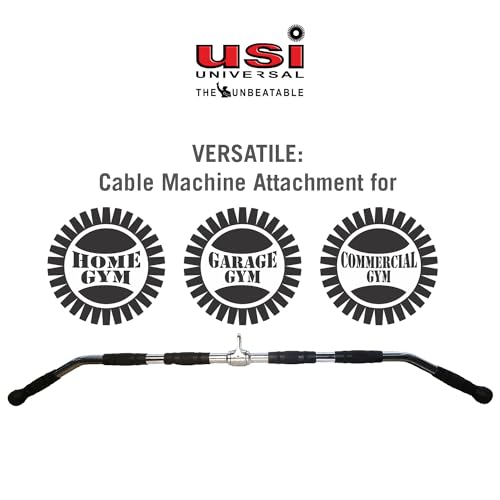 Image of USI Universal Cable Machine Attachment LAT Pulldown Attachments Home Gym Triceps Pull Down Attachment Cable Machine Equipments for Home Gym (Silver- LAT Bar Big)