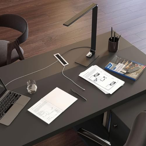 Cable management rigide Merida, passe-câble en aluminium brossé 45 x 450 mm