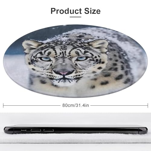 Alfombra redonda de leopardo para baño lavable y de perfil bajo 4