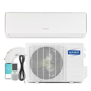 ROVSUN 11000 BTU Wifi Enabled Mini Split Air Conditioner & Heater, 17 SEER2 115V Inverter Ductless Wall AC Unit with Pre-Charged Condenser, Heat Pump & Installation Kit