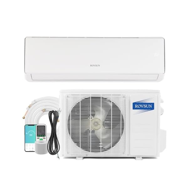 ROVSUN 11000 BTU Wifi Enabled Mini Split Air Conditioner & Heater, 17 SEER2 115V Inverter Ductless Wall AC Unit with Pre-Charged Condenser, Heat Pump & Installation Kit