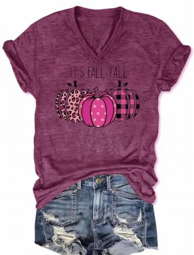 Women's V-Neck Graphic T-Shirts Boho Floral Short Sleeve Watercolor Print Tee Cute Vintage Summer Casual Tops (Small,Purple-2)