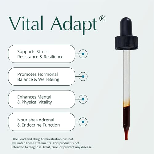 Image of Natura Health Products Vital Adapt Supplement - Daily Nourishing Adaptogenic Tonic for Endocrine Function Support - Featuring Rhodiola, Ashwagandha, Cordyceps, Reishi (4 Fluid oz)