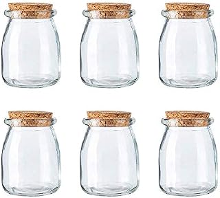 Danmu Art 6Pcs 200ml Yogurt Pudding Glass Storage Jars with Cork Stoppers Small Glass Favor Jar Milk Glass Bottles