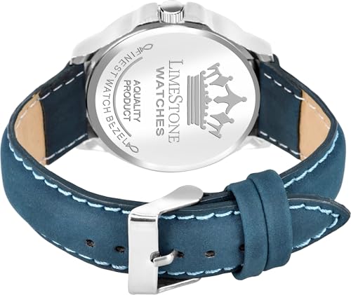 Image of LIMESTONE Men's Analog Quartz Watch with Day & Date Display, Leather /Silicone Strap - Casual & Formal Wrist Watch for Men