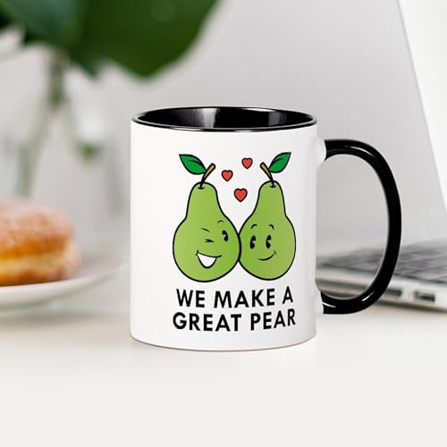 Taza de cerámica blanca 11 oz We Make A Great Pear miniatura 4