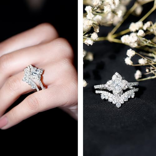 Certified Moissanite Engagement Ring With Band in Silver, D-Vs1 Quality, Moissanite Bridal Ring Set - Ready To Gift2