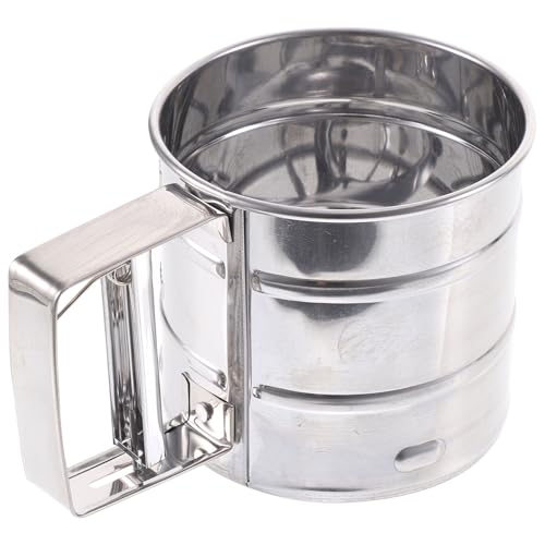 BIUDECO Cedazo de Harina Manual Semiautomático de Acero Inoxidable Cedazo de Azúcar Portátil Malla Fina para Hornear Espolvoreador Multifuncional para Cocina y Repostería
