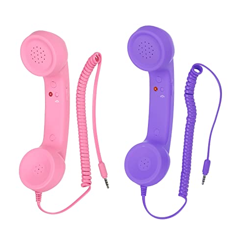 sourcing map Pack of 2 3.5 mm Retro Telephone Receiver Microphone Speaker Anti-Receiver for Microphone Speaker Pink Purple