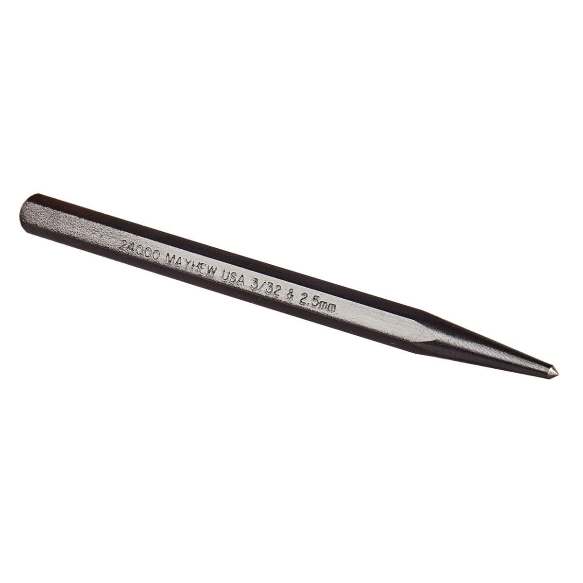 Mayhew Tools 24000 Center Punch, 3/32" - 2.5 mm x 4", Black Oxide Finish
