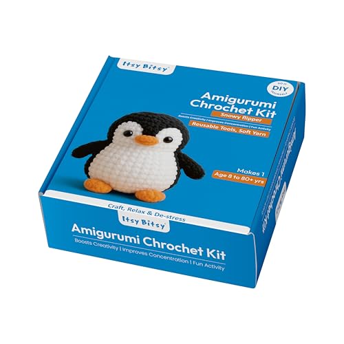 Image of Itsy Bitsy DIY Amigurumi Crochet Kit Snowy Flipper Penguin | Beginner Friendly Crochet Craft Set | Make Cute Handmade Plush Toy | Complete DIY Hobby Gift Box