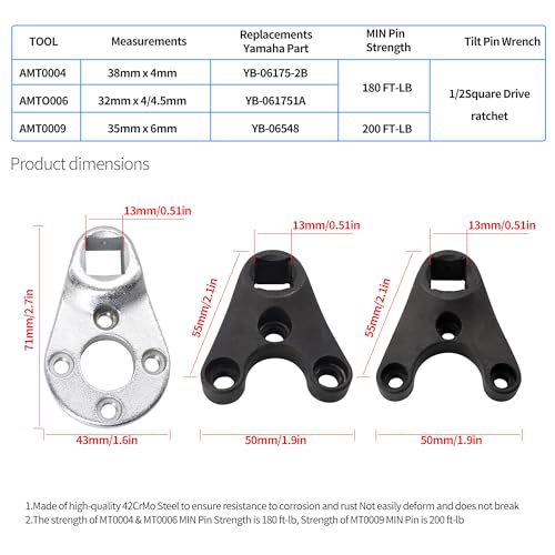 Image of HiSport Outboard Trim Tilt Pin Wrench Tools Set MT0004 MT0006 MT0009 - Compatible with Yamaha Suzuki Johnson Evinrude Honda Outboard