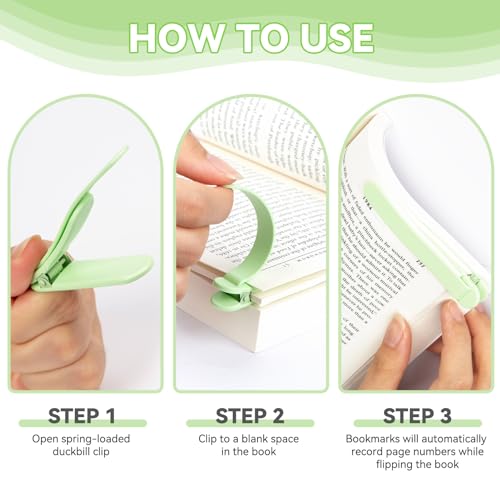 Image of 6 PCS Automatic Bookmark, Smart Bookmarks for Women Men Book Accessories Silicone Book Mark Bible Book Markers Book Marks for Reading Book Lovers Gifts Bookish Gifts Birthday Party Favors for Kids
