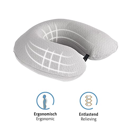Komfortec Reisekissen, Memory Schaum Nackenhörnchen, Nackenkissen für Flugzeug, Auto, Bus, Zug und Camping U-Form Memory Foam Travel Pillow, Leicht, Grau - Image 6