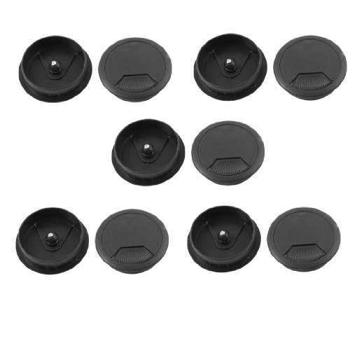 uxcell a13071600ux0987 Office PC Computer Desk Grommet Cable Hole Cover 53mm Diameter Black Hard Plastic (Pack of 10)