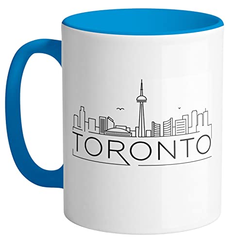 TeesAndTankYou Skyline Toronto Canada Coffee Mug 11oz Blue