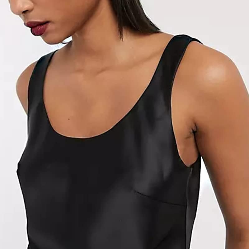 Womens Satin Tank Tops Sleeveless Silk Camisole Blouses O Neck Casual Cami Basic Tank Shirt - Image 4