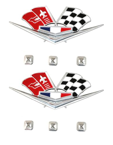 Image of 2Pcs 1962-1963 Impala 327 409 Belair Front Fender Emblem Replacement for Corvette (Chrome)