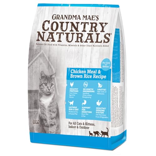 Grandma Mae’s Country Naturals Dry Cat Food, Chicken & Brown Rice, Slow Cooked & Nutrient Dense, Made in USA, 12 LB Bag
