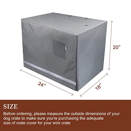 yotache Dog Crate Cover for 24" Small Double Door Wire Dog Cage, Lightweight 600D Polyester Indoor/Outdoor Durable Waterproof & Windproof Pet Kennel Covers, Gray | NO Wire Crate - Image 3