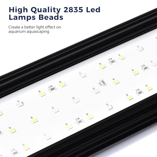 Image of Tatub 19W LED Aquarium Light for 30 inch-36 inch Fish Tank, Full Spectrum Fish Tank Light with White Blue Red Green LEDs, 10 Levels of Brightness，Timer Auto On /Off