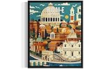 Rome Italy Art Print Poster, Europe City Skyline Artwork Painting Wall Art Vintage Painting for Bedroom Bathroom Living Room Decor 53 (Rome Italy, 8 x 10 inches, Unframed)