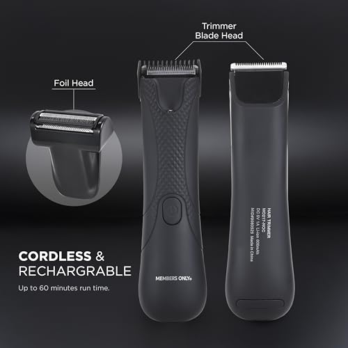 Image of Members Only - Hair Trimmer, FusionPro 2-in-1 Full Body Groomer, Rechargeable Tool for Face, Beard & Body with Precision Blades
