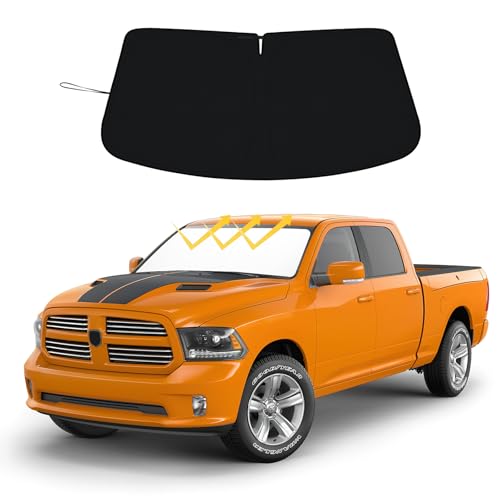 Image of Windshield Sun Shade for 2009-2018 Dodge RAM 1500 Foldable Front Window Shade 310T Thickened Protect from Sun Rays & Heat Damage Fully Covered to Keep Cool