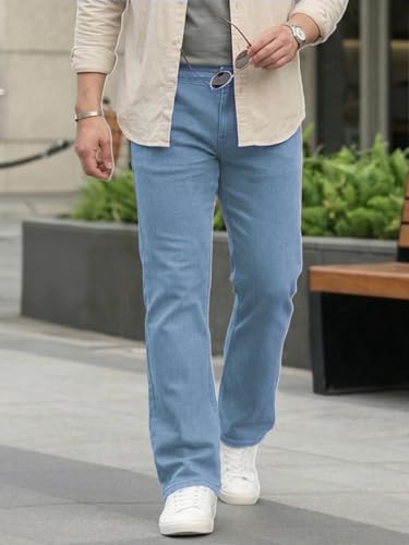 Image of Urbano Plus Men's Regular Fit Mid Rise Washed Denim Bootcut Jeans Stretchable