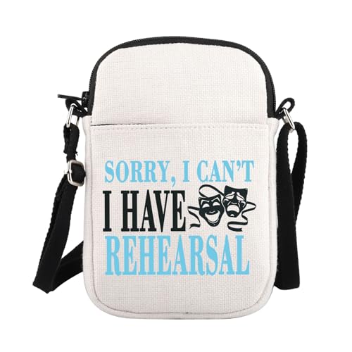 PLITI Musical Inspired Crossbody Bag Theater Gift Comedy Tragedy Mask Theatre Bag Sorry I Can't I Have Rehearsal Drama Gift