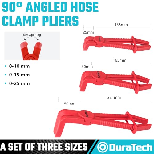 DURATECH Slangklemtang 6st, rechte & 90 hoekige slangknijptang, kunststof lijnklemtangenset voor flexibele slangen brandstofslangen gasleidingen remslangen radiatorslangen - Afbeelding 6