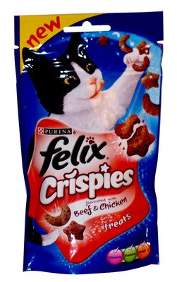 Felix crispies cat treats 45g beef and chicken x 5