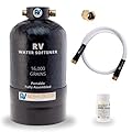 Essential RV Water Softener Portable 16,000 Grain w Custom Hose, Long Lasting for RVers Vanlife, 3/4" Fittings, Softens Hard Water When Traveling or Mobile Spot Reducing Car Washing
