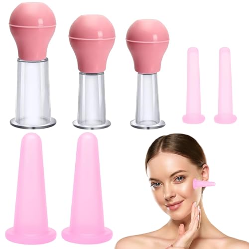 7 Pcs Facial Cupping Set for Face Cupping Therapy Set for Face Neck Back Eyes Massage Vacuum Cans Anti Massager for Facefor Body Facial Neck Eye Care