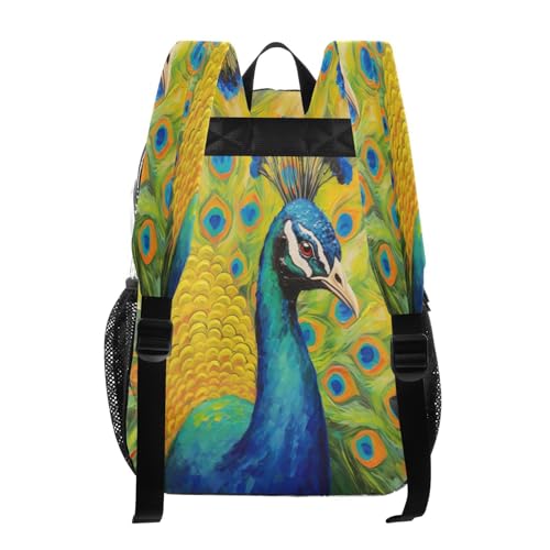 Peacock Oil Painter Clear Backpack - Stadium Approved Large 15.7-inch Waterproof Transparent Bag for Sports, Concerts, Work, Travel#3483
