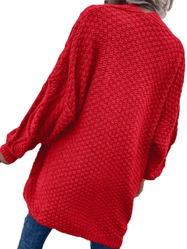 Image of Dyexces Womens Oversized Cable Knit Long Sleeve Lantern Cardigan Sweaters