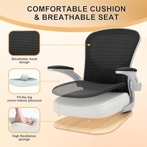 Image of Office Chair, Ergonomic Desk Chairs 330LBS Capacity High Back Mesh Computer Chair with Flip-up Armrests, Comfy Work Chair with Adjustable Lumbar Support