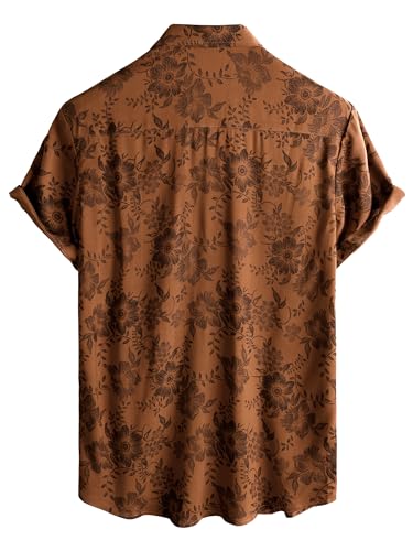 Image of JOTOOK Mens Hawaiian Shirt Short Sleeve Button Down Tropical Shirts Casual Floral Summer Beach Shirt