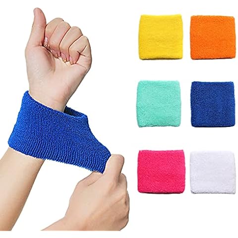 GmeDhc Sweat Bands Wristbands, 6 Pieces Cotton Sweat Bands Set for Men and Women, Colourful Sport Wristbands, Wrist Sweatband for Tennis, Basketball, Gymnastics, Golf, Running Cover