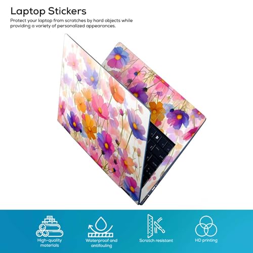 Image of Galaxsia Floral D12 Full Body Vinyl Laptop Skin /Sticker /Cover Upto 15.6 Inches Laptops Laminated-Removable-HD Quality Compatible for Hp-Dell-Sony-Lenovo-Asus etc.(15x10 Inches)