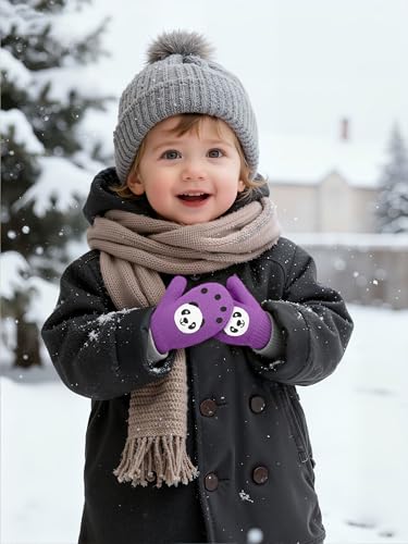 Image of Cooraby 6 Pairs Toddler Magic Stretch Mittens Winter Unisex Baby Knitted Gloves Mittens