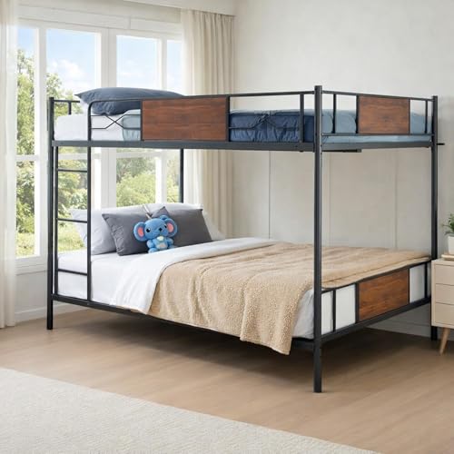 El Mejor Listado de Literas Cama Matrimonial E Individual Top 5. 46 VirtuSync 198 x 105 cm Cama Litera Matrimonial de Metal, Doble Estable con Barandales Altos, Estructura Resistente para Niños, Adolescentes y Adultos