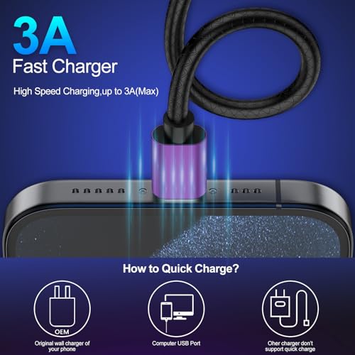 Image of CyvenSmart USB Type C Cable 6ft, [2 Pack] USB A 2.0 to USB-C Fast Charger Durable TPE Cord Compatible with Samsung Galaxy A10 /A20 /A51 /S10 /S9 /S8 Plus /Note 9 /8,LG V50 V40 G8 G7 Thinq-Purple