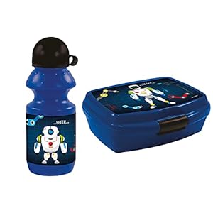 GOLDKIDS Robot lunchbox 16,5 x 13 x 6 cm kinderen lunchbox lunchbox broodtrommel voor ontbijt box drinkfles school vrije…