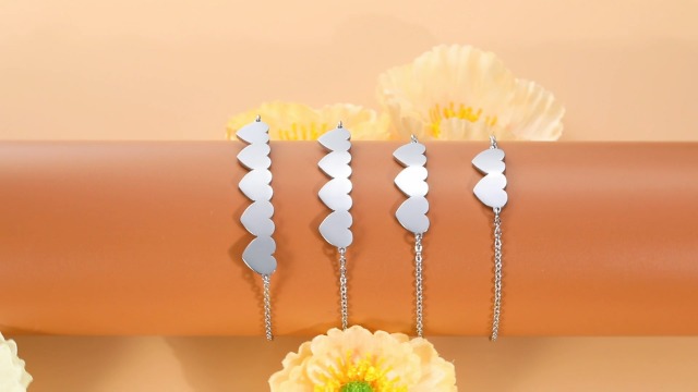 Bracciale Cuori Personalizzato con 5 Nomi e Pietre Nascita – Regalo Speciale per Donne | – IT