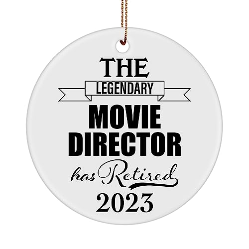 The Legendary Movie Director Has Retired 2023 Circle Ornament Retirement Gifts for Film Director Producer Filmmaker Christmas Tree Party Decoration Round Shaped Ceramic