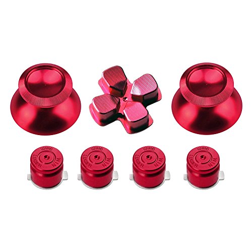 Gam3Gear Metal Aluminium Alloy Thumbstick D-pad Bullet Button Mod Set for PS4 Controller Red
