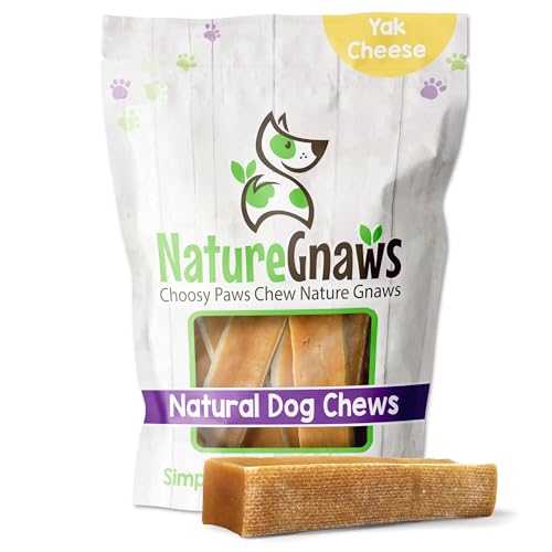 Nature Gnaws Yak Chews for Dogs - Premium Natural Hard Cheese Bones - Long Lasting Dog Chew Treats for Agressive Chewers - Rawhide Free - 1lb